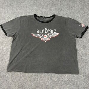 District Threads Biker Bash 2 T Shirt Men XL Cropped Ringer Faded Y2K Skate Gray